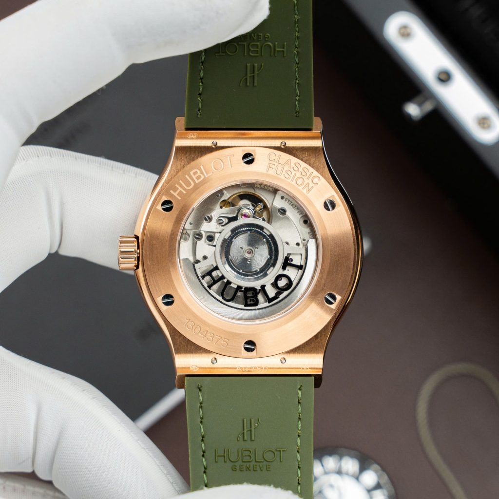 Đồng Hồ Hublot Classic Fusion King Gold Replica 11 Màu Xanh Lá Cây Máy SW300 Dây Da Cá Sấu 42mm (2)