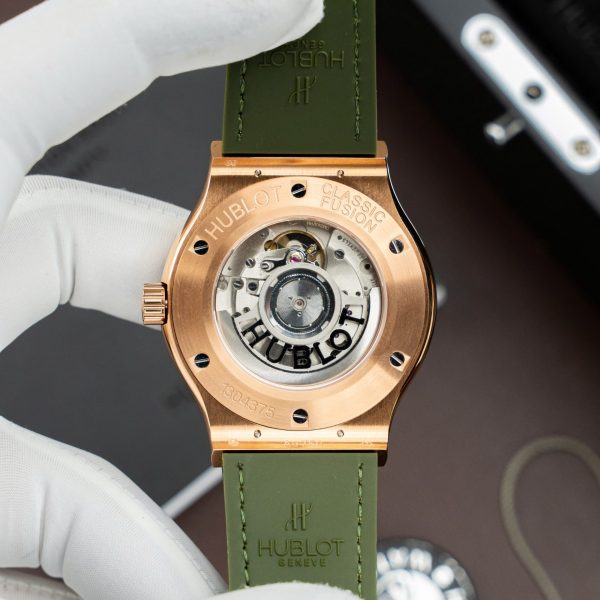 Đồng Hồ Hublot Classic Fusion King Gold Replica 11 Màu Xanh Lá Cây Máy SW300 Dây Da Cá Sấu 42mm (2)