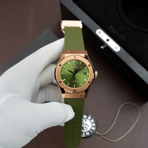 Đồng Hồ Hublot Classic Fusion King Gold Replica 11 Màu Xanh Lá Cây Máy SW300 Thuỵ Sỹ 42mm (2)