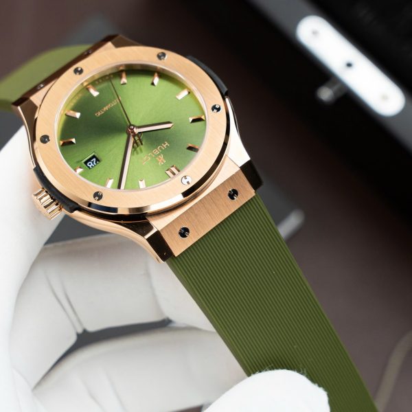 Đồng Hồ Hublot Classic Fusion King Gold Replica 11 Màu Xanh Lá Cây Máy SW300 Thuỵ Sỹ 42mm (2)