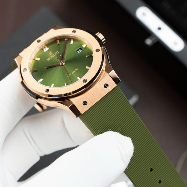 Đồng Hồ Hublot Classic Fusion King Gold Replica 11 Màu Xanh Lá Cây Máy SW300 Thuỵ Sỹ 42mm (2)