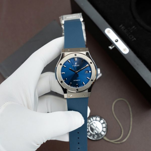 Đồng Hồ Hublot Rep 11 Classic Fusion Titanium Màu Xanh Dương Máy SW300 Dây Cao Su 42mm (2)