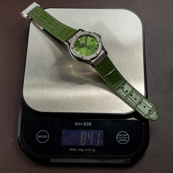 Đồng Hồ Hublot Rep Cao Cấp Classic Fusion Titanium Màu Xanh Lá Cây Máy SW300 Dây Da Cá Sấu 42mm (2)
