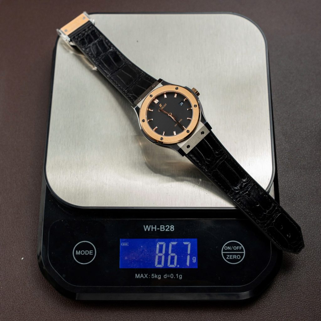 Đồng Hồ Hublot Replica 11 Classic Fusion Titanium King Gold Máy SW300 Dây Da Cá Sấu 42mm (2)
