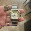 Đồng Hồ Lướt Cartier Santos Replica 11 Demi Vàng Mặt Trắng BVF 39 (9)