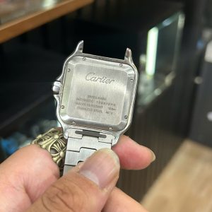 Đồng Hồ Lướt Cartier Santos Replica 11 Demi Vàng Mặt Trắng BVF 39 (9)