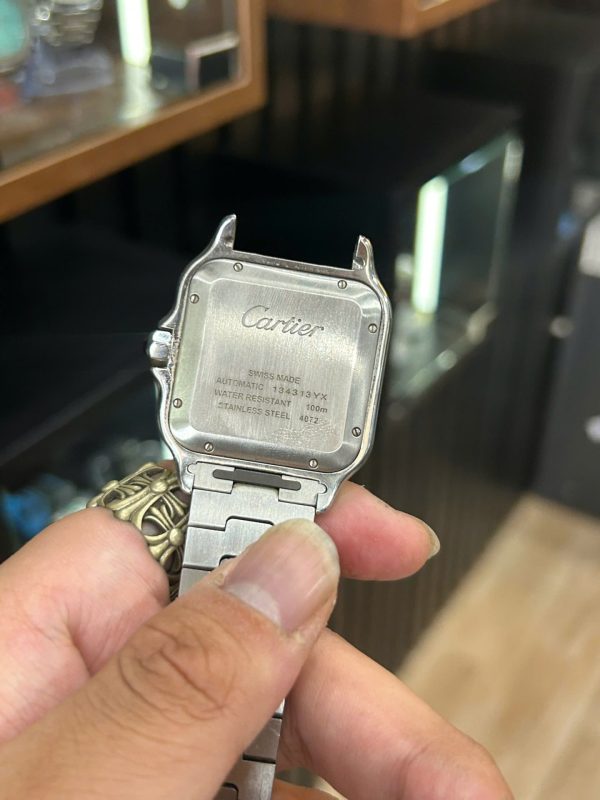 Đồng Hồ Lướt Cartier Santos Replica 11 Demi Vàng Mặt Trắng BVF 39 (9)