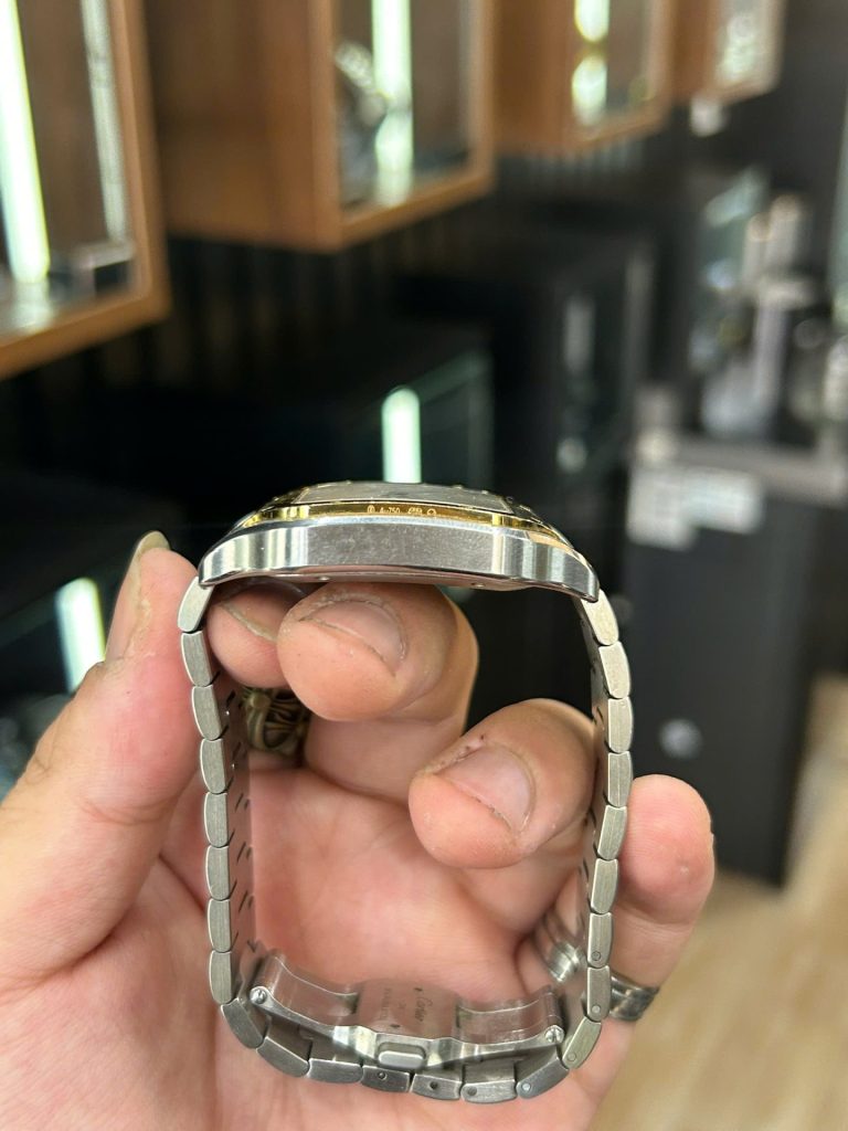 Đồng Hồ Lướt Cartier Santos Replica 11 Demi Vàng Mặt Trắng BVF 39 (9)