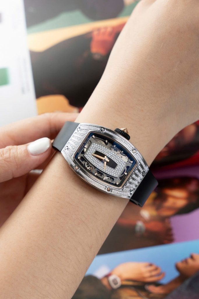 Đồng Hồ Richard Mille Chế Tác RM07-01 Nữ Đính Đá Dây Cao Su Đen Xưởng ZF 36mm (2)
