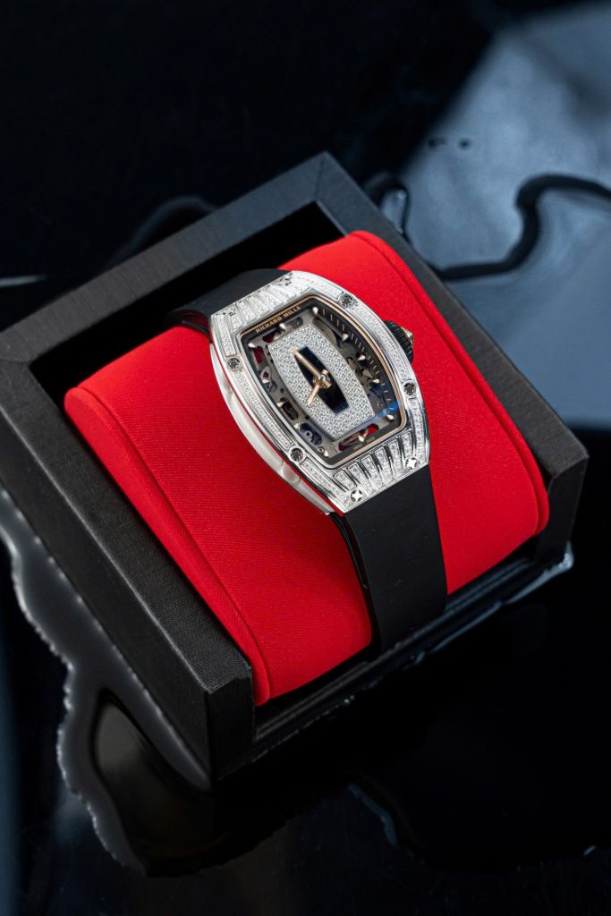 Đồng Hồ Richard Mille Chế Tác RM07-01 Nữ Đính Đá Dây Cao Su Đen Xưởng ZF 36mm (2)