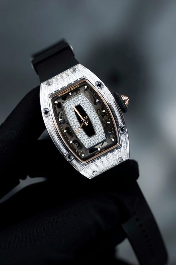 Đồng Hồ Richard Mille Chế Tác RM07-01 Nữ Đính Đá Dây Cao Su Đen Xưởng ZF 36mm (2)