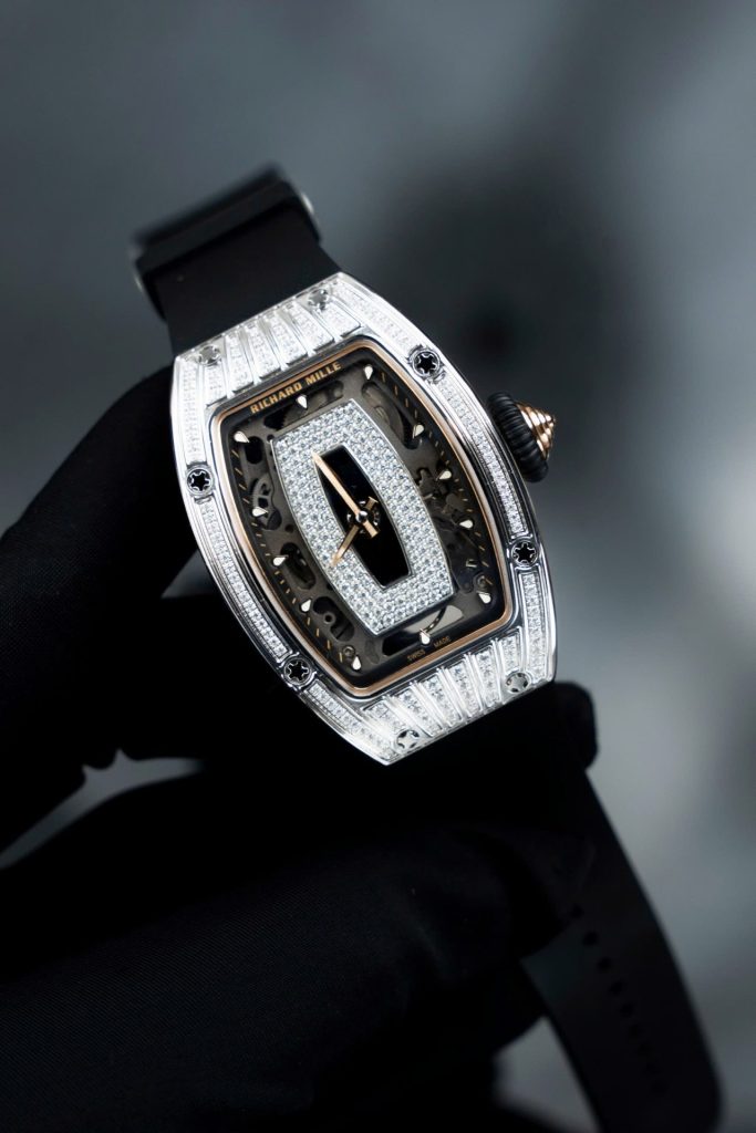 Đồng Hồ Richard Mille Chế Tác RM07-01 Nữ Đính Đá Dây Cao Su Đen Xưởng ZF 36mm (2)