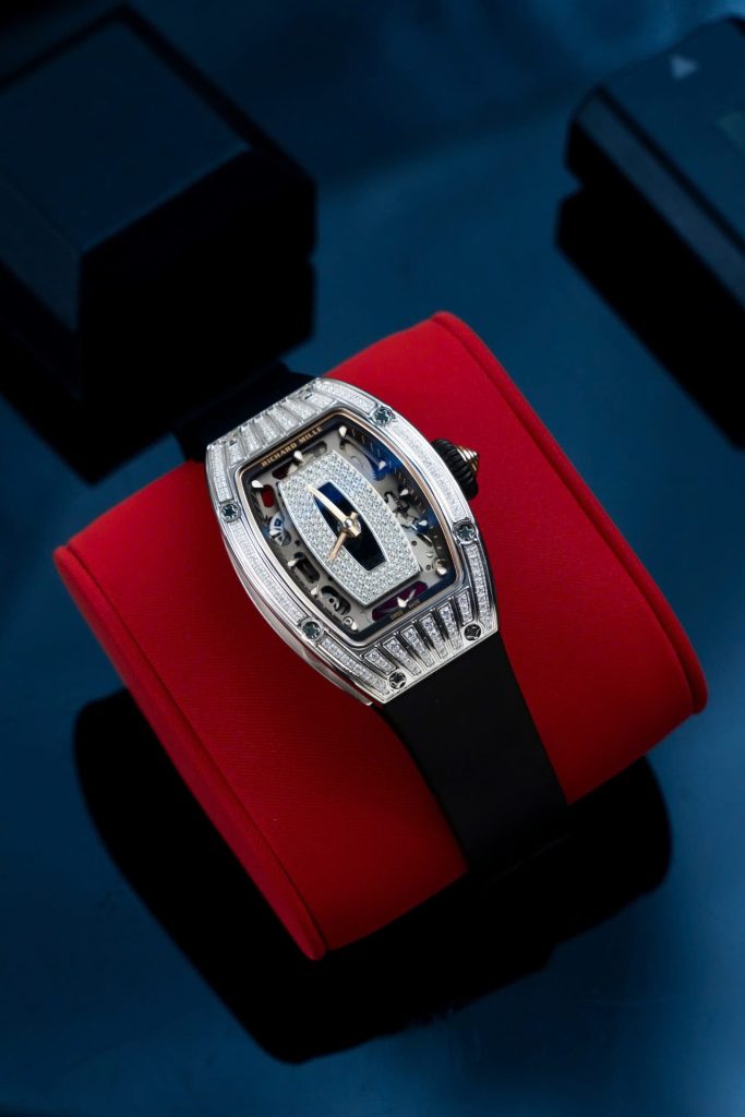 Đồng Hồ Richard Mille Chế Tác RM07-01 Nữ Đính Đá Dây Cao Su Đen Xưởng ZF 36mm (2)