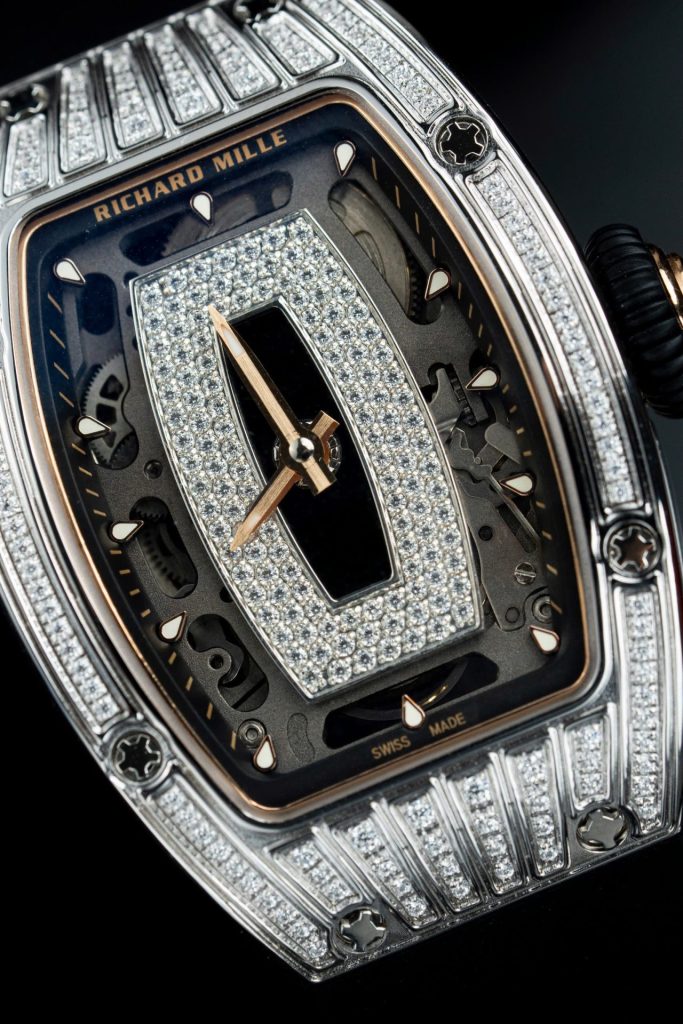 Đồng Hồ Richard Mille Chế Tác RM07-01 Nữ Đính Đá Dây Cao Su Đen Xưởng ZF 36mm (2)