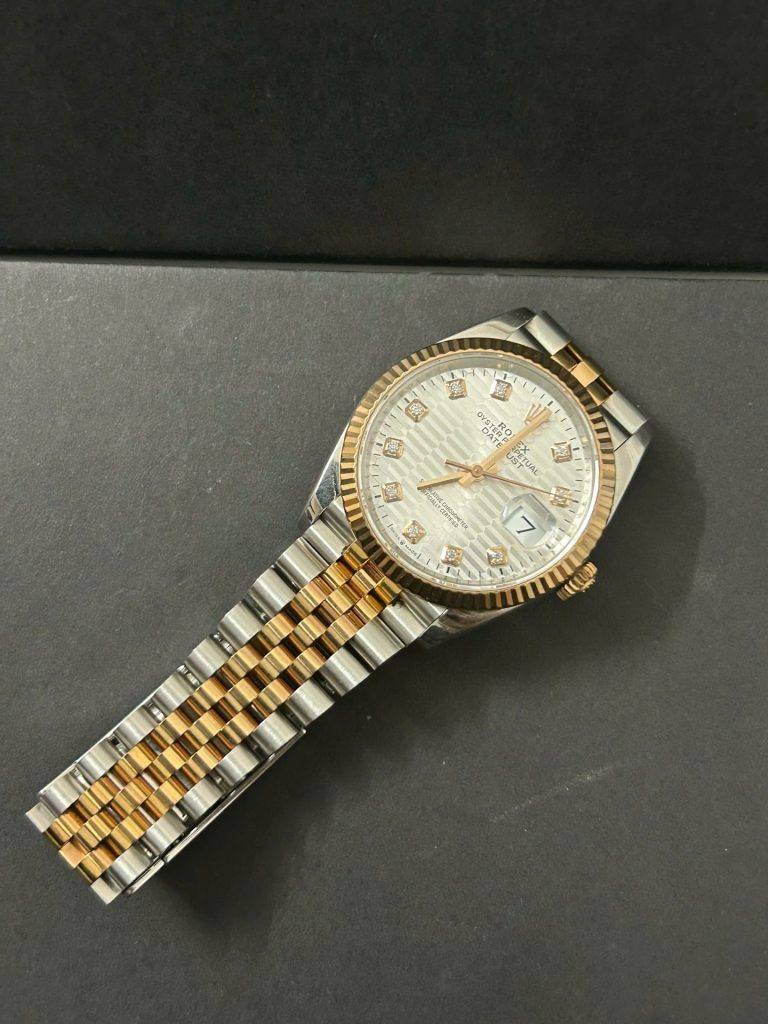 Đồng Hồ Rolex DateJust Lướt Replica 11 Demi Rose Gold Mặt Nếp Gấp 36mm (6)