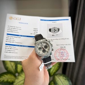 Đồng Hồ Rolex Daytona Mặt MOP Cọc Số + Vành Đính Kim Cương Moissanite Chế Tác 40mm (1)