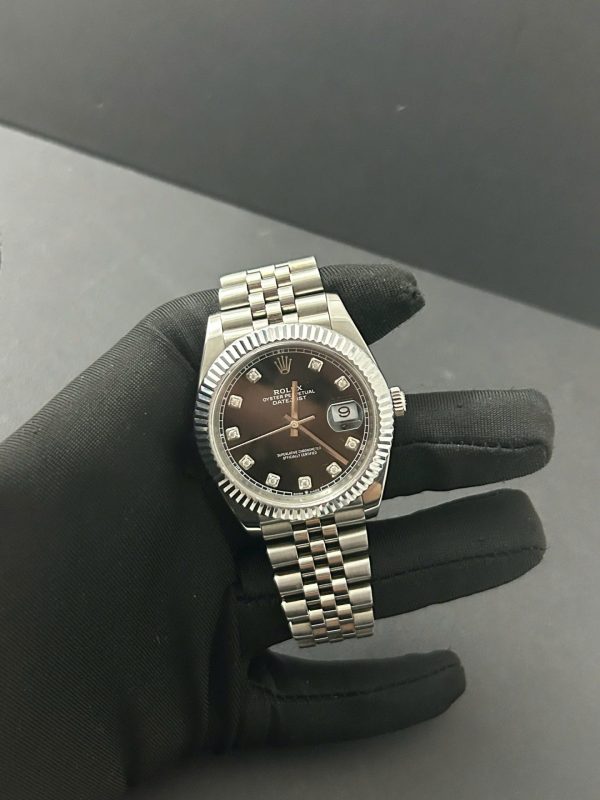Đồng Hồ Rolex Lướt DateJust Nam Mặt Đen Cọc Số Đá Replica 11 Nhà Máy Clean 41mm (2)