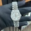 Đồng Hồ Rolex Nữ Cũ DateJust Mặt Bạc Viền Đính Đá Replica Cao Cấp 31mm (3)