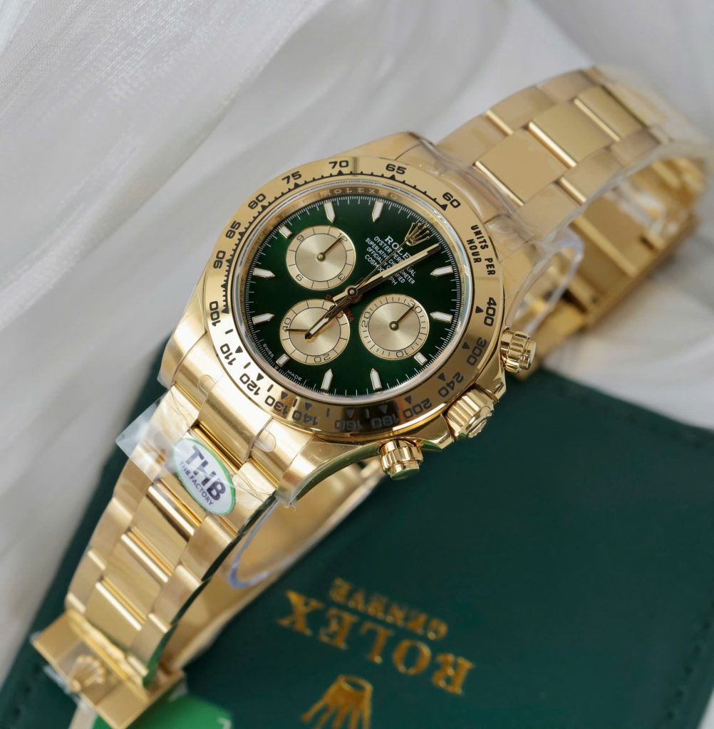 Đồng Hồ Rolex Replica 11 Daytona 126508 Mặt Xanh Green Mạ Vàng Xưởng THB 40mm (2)