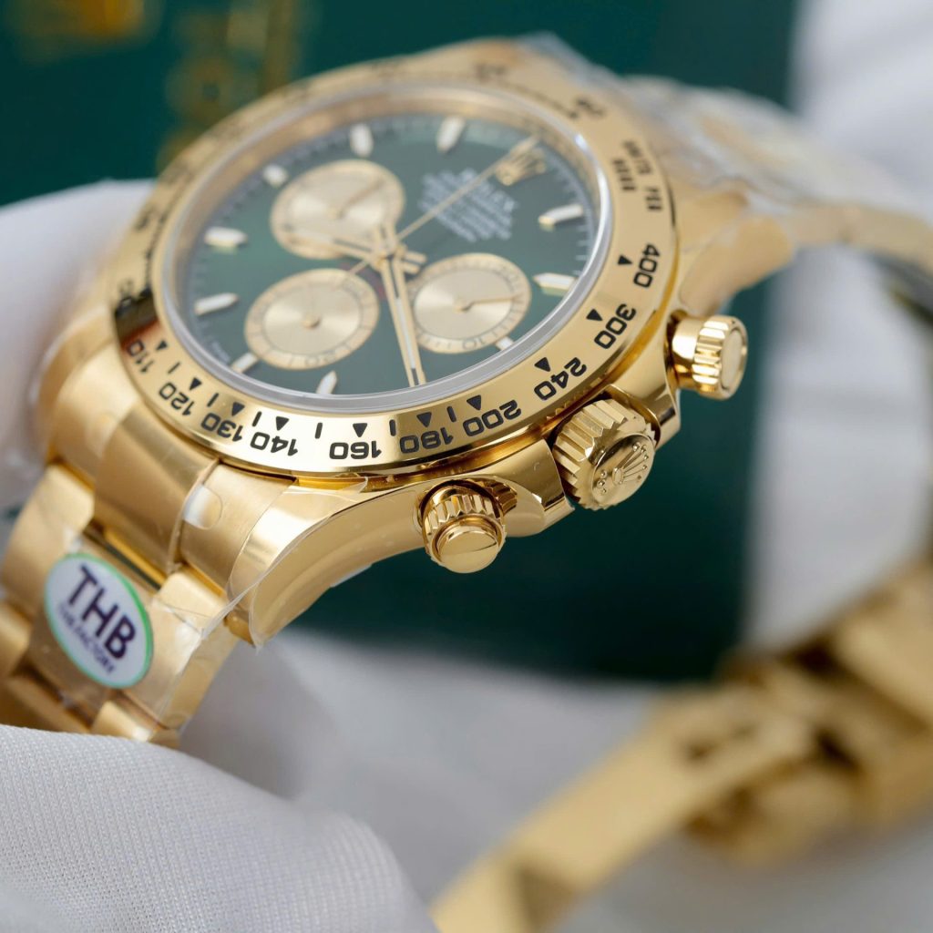Đồng Hồ Rolex Replica 11 Daytona 126508 Mặt Xanh Green Mạ Vàng Xưởng THB 40mm (2)