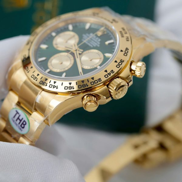 Đồng Hồ Rolex Replica 11 Daytona 126508 Mặt Xanh Green Mạ Vàng Xưởng THB 40mm (2)