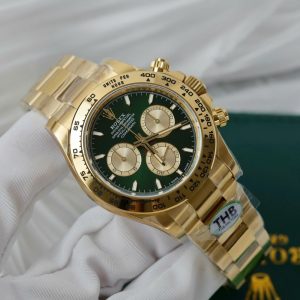 Đồng Hồ Rolex Replica 11 Daytona 126508 Mặt Xanh Green Mạ Vàng Xưởng THB 40mm (2)