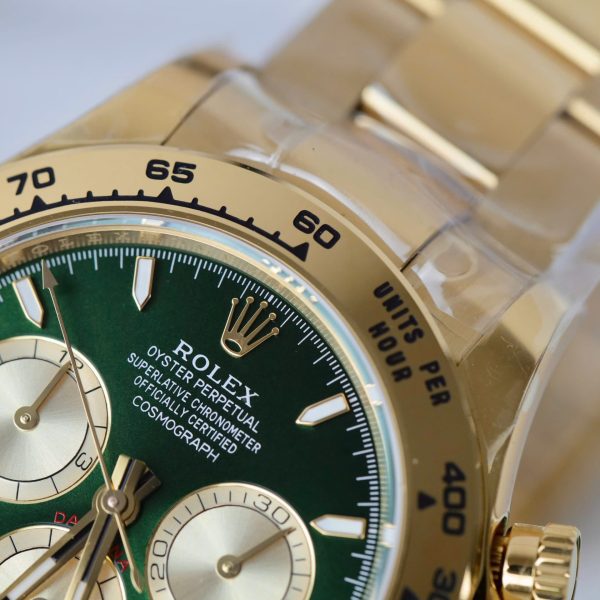 Đồng Hồ Rolex Replica 11 Daytona 126508 Mặt Xanh Green Mạ Vàng Xưởng THB 40mm (2)