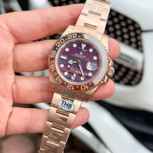 Đồng Hồ Rolex Replica 11 GMT-Master II 126715CHNR Mạ Vàng Hồng Mặt Đá Mắt Hổ 40mm (2)