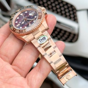 Đồng Hồ Rolex Replica 11 GMT-Master II 126715CHNR Mạ Vàng Hồng Mặt Đá Mắt Hổ 40mm (2)