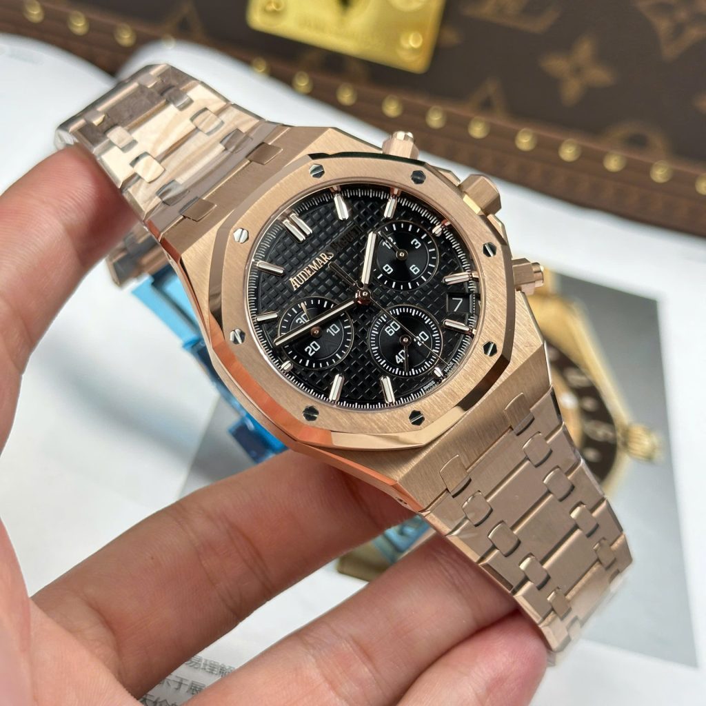 Đồng Hồ Audemars Piguet Rep 11 Royal Oak 26240 Mạ Vàng Hồng Mặt Đen Xưởng APS 41mm (2)