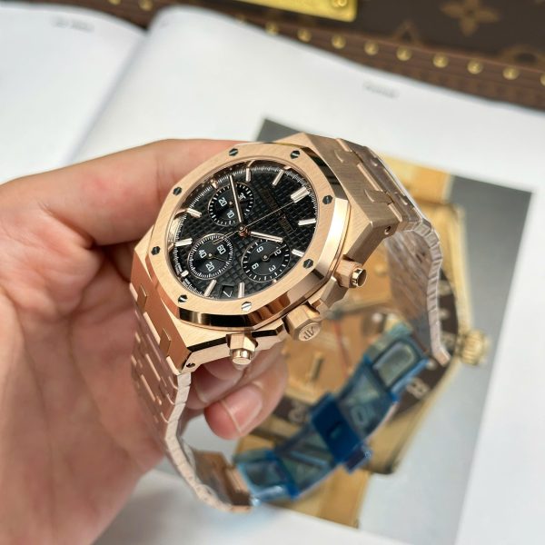 Đồng Hồ Audemars Piguet Rep 11 Royal Oak 26240 Mạ Vàng Hồng Mặt Đen Xưởng APS 41mm (2)
