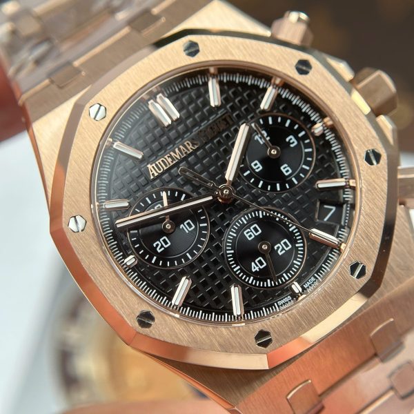 Đồng Hồ Audemars Piguet Rep 11 Royal Oak 26240 Mạ Vàng Hồng Mặt Đen Xưởng APS 41mm (2)