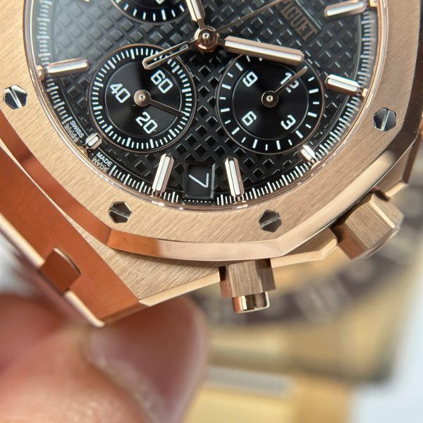 Đồng Hồ Audemars Piguet Rep 11 Royal Oak 26240 Mạ Vàng Hồng Mặt Đen Xưởng APS 41mm (2)