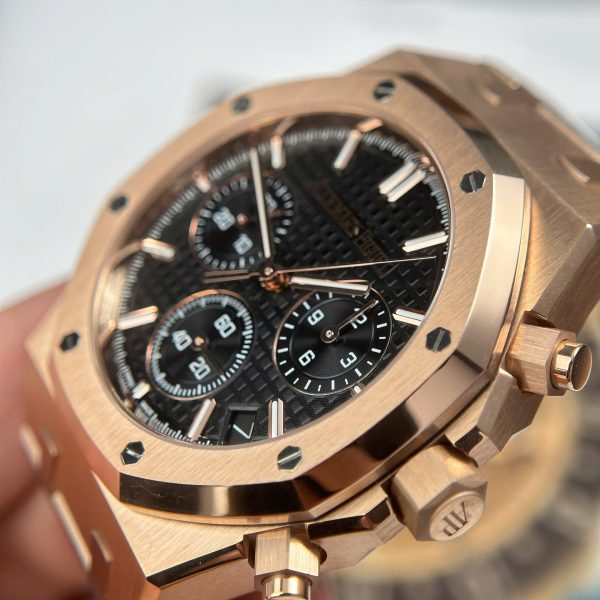 Đồng Hồ Audemars Piguet Rep 11 Royal Oak 26240 Mạ Vàng Hồng Mặt Đen Xưởng APS 41mm (2)