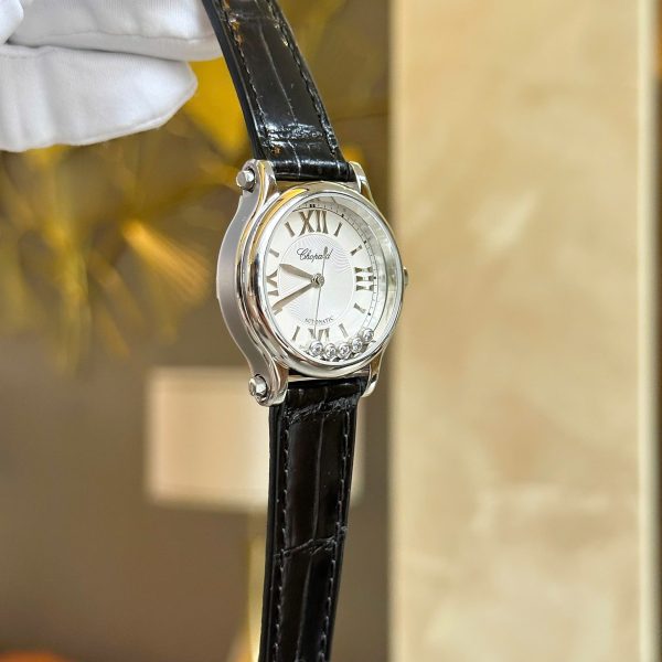 Đồng Hồ Chopard Happy Sport Replica Cao Cấp Nữ Mặt Trắng Dây Da 36mm (2)