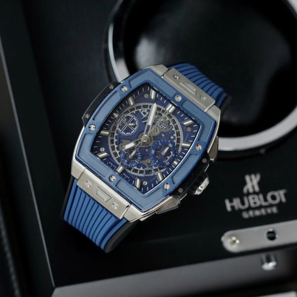Đồng Hồ Hublot Spirit Of Big Bang Titanium Replica 11 Viền Gốm Xanh Dương Nhà Máy BBF 42mm (6)