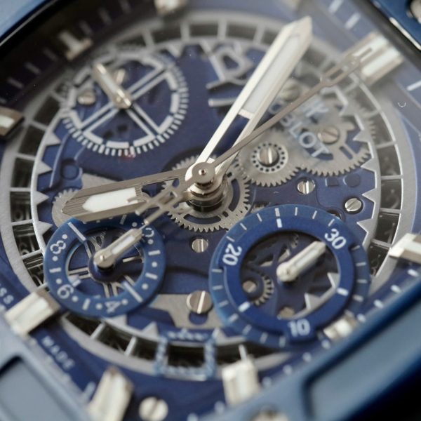 Đồng Hồ Hublot Spirit Of Big Bang Titanium Replica 11 Viền Gốm Xanh Dương Nhà Máy BBF 42mm (6)