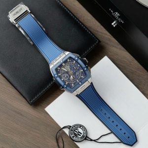 Đồng Hồ Hublot Spirit Of Big Bang Titanium Replica 11 Viền Gốm Xanh Dương Nhà Máy BBF 42mm (6)