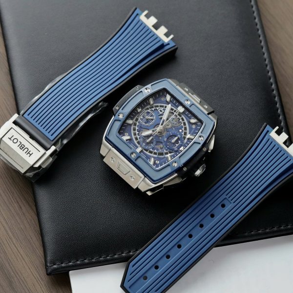 Đồng Hồ Hublot Spirit Of Big Bang Titanium Replica 11 Viền Gốm Xanh Dương Nhà Máy BBF 42mm (6)