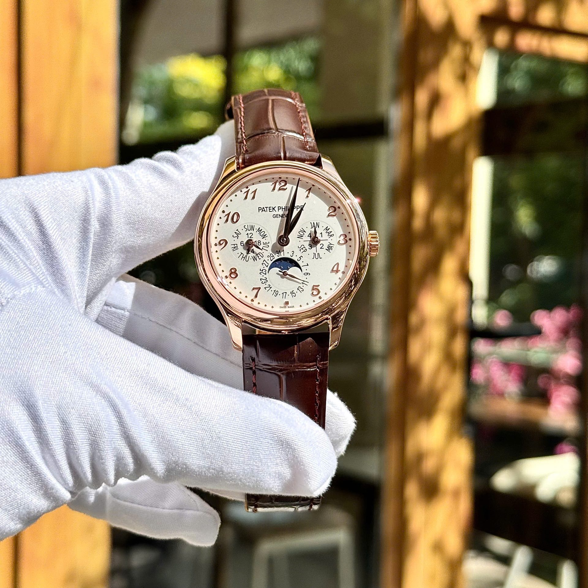 Đồng Hồ Patek Philippe Replica 11 Grand Complications 5327 Mạ Vàng Hồng Mặt Trắng Cọc Số Học Trò Xưởng 3K 40mm (2)