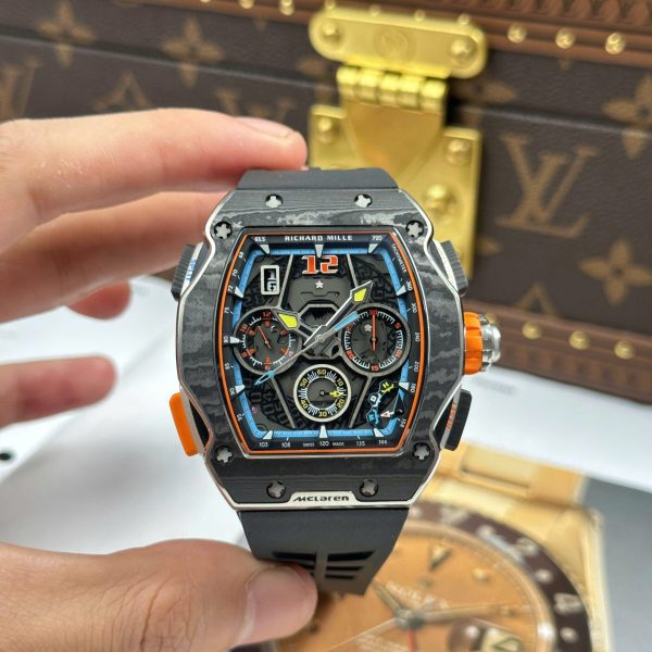 Đồng Hồ Richard Mille RM65-01 Vỏ Carbon Dây Cao Su Replica Cao Cấp 44,5×49,9mm (1)