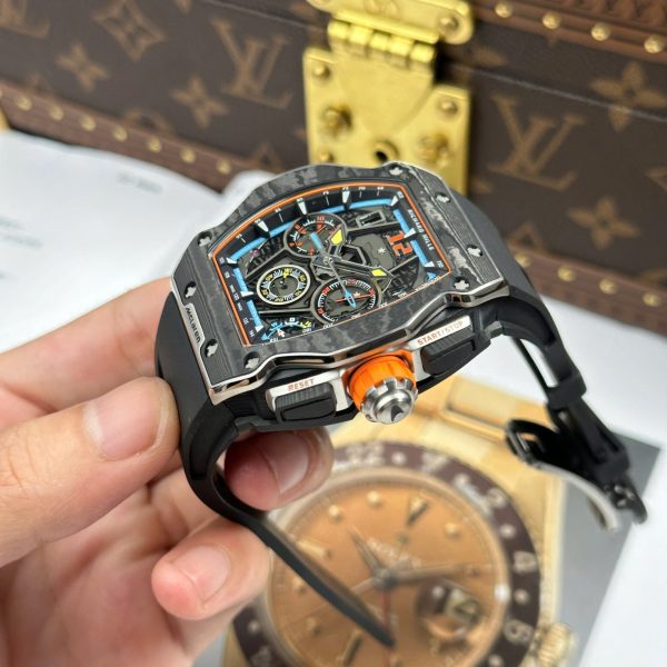 Đồng Hồ Richard Mille RM65-01 Vỏ Carbon Dây Cao Su Replica Cao Cấp 44,5×49,9mm (1)