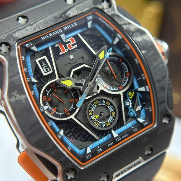 Đồng Hồ Richard Mille RM65-01 Vỏ Carbon Dây Cao Su Replica Cao Cấp 44,5×49,9mm (1)