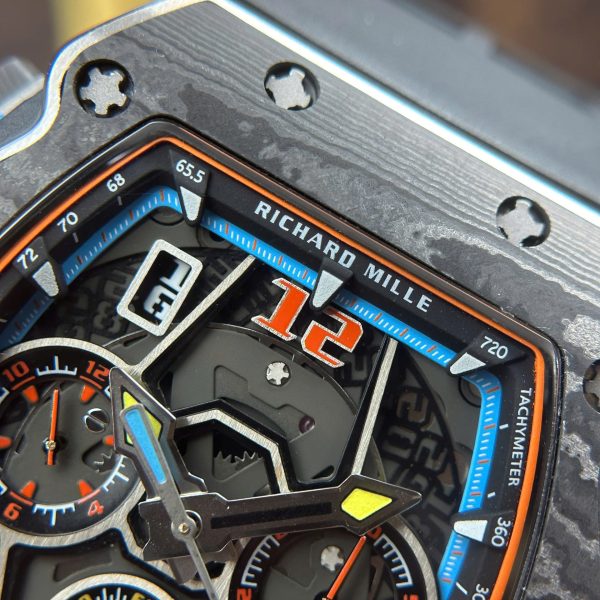 Đồng Hồ Richard Mille RM65-01 Vỏ Carbon Dây Cao Su Replica Cao Cấp 44,5×49,9mm (1)