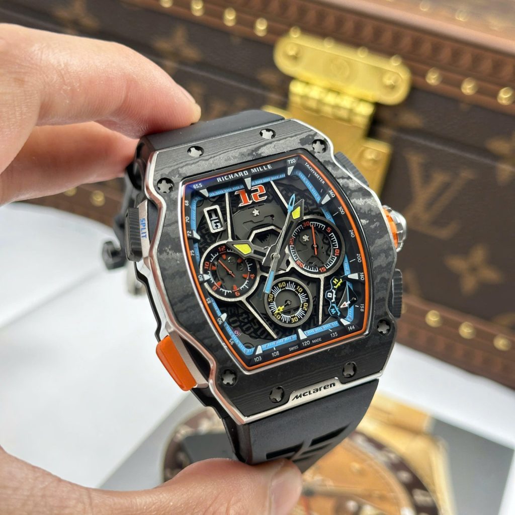 Đồng Hồ Richard Mille RM65-01 Vỏ Carbon Dây Cao Su Replica Cao Cấp 44,5×49,9mm (1)