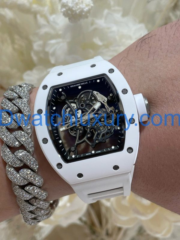 Đồng Hồ Richard Mille Tinh Chỉnh Độc Quyền RM055 Bubba Watson Gốm Trắng & Chuyển Động Vaucher 42,7x49,9mm (12)