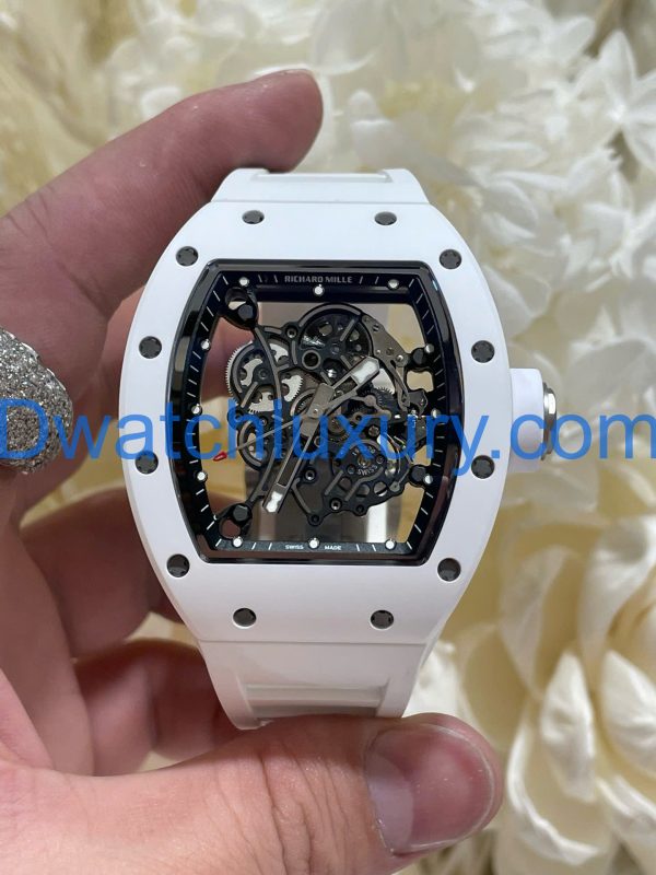 Đồng Hồ Richard Mille Tinh Chỉnh Độc Quyền RM055 Bubba Watson Gốm Trắng & Chuyển Động Vaucher 42,7x49,9mm (12)