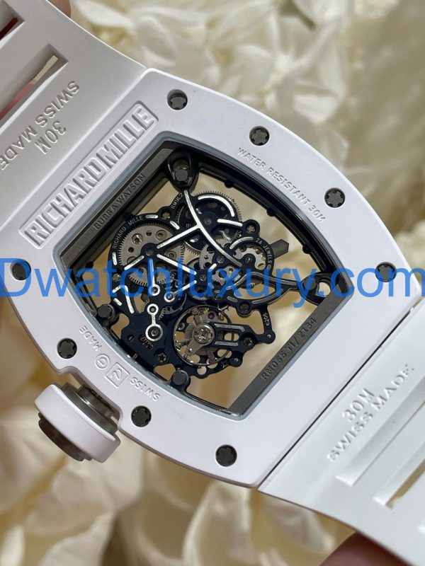 Đồng Hồ Richard Mille Tinh Chỉnh Độc Quyền RM055 Bubba Watson Gốm Trắng & Chuyển Động Vaucher 42,7x49,9mm (12)
