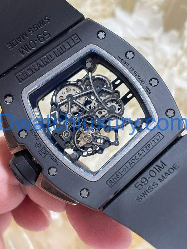 Đồng Hồ Richard Mille Tuỳ Chỉnh Độc Quyền RM61-01 Yohan Blake Gốm Đen Chuyển Động Vaucher 42,7x50,2mm (1)