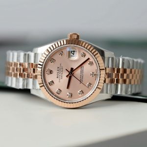 Đồng Hồ Rolex DateJust Nữ Chế Tác Mặt Hồng Cọc Số Đính Đá Xưởng THB 31mm (2)
